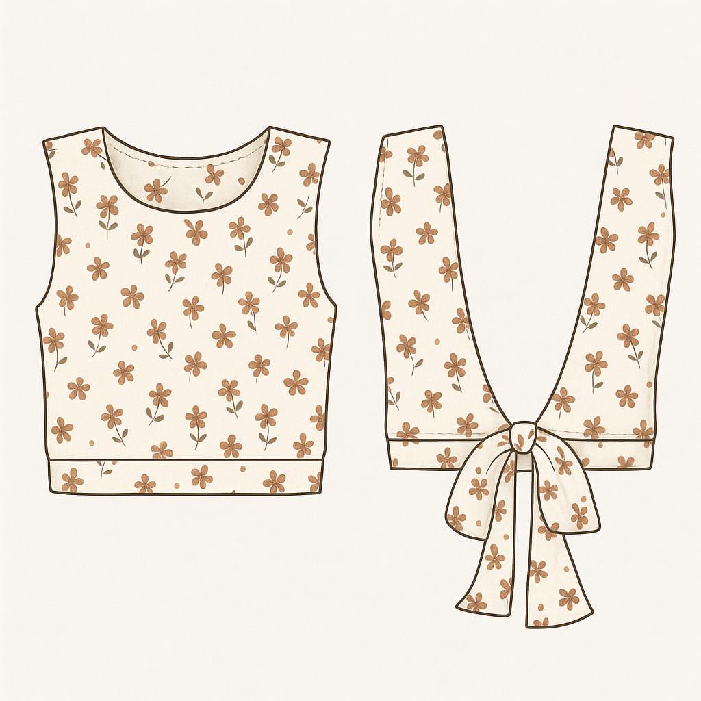 Open Back Tie Top Sewing Pattern, Beginner Friendly (PDF)