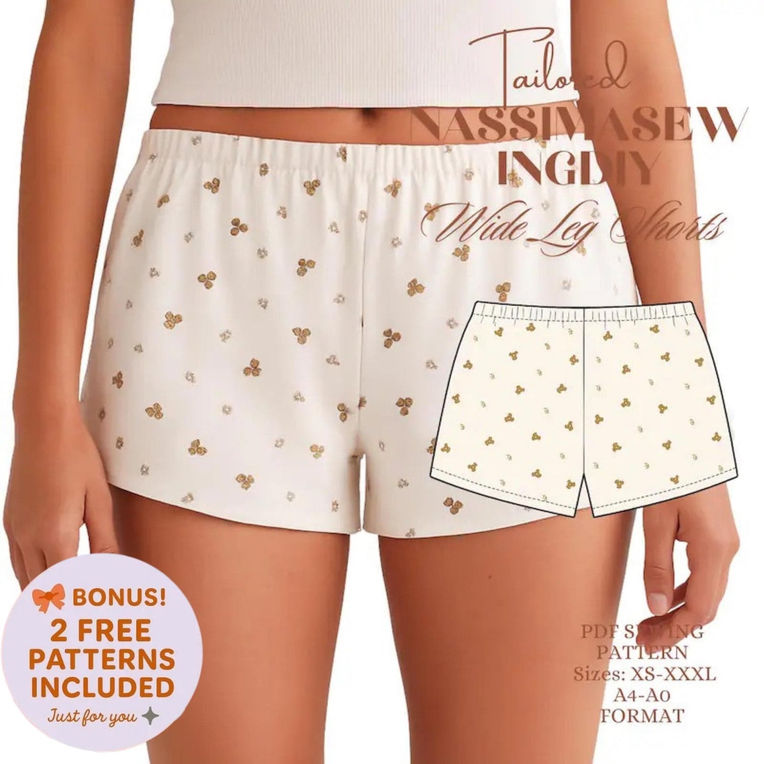 Pajama Shorts Sewing Pattern: XS-3XL Women's Loungewear (PDF Pattern)