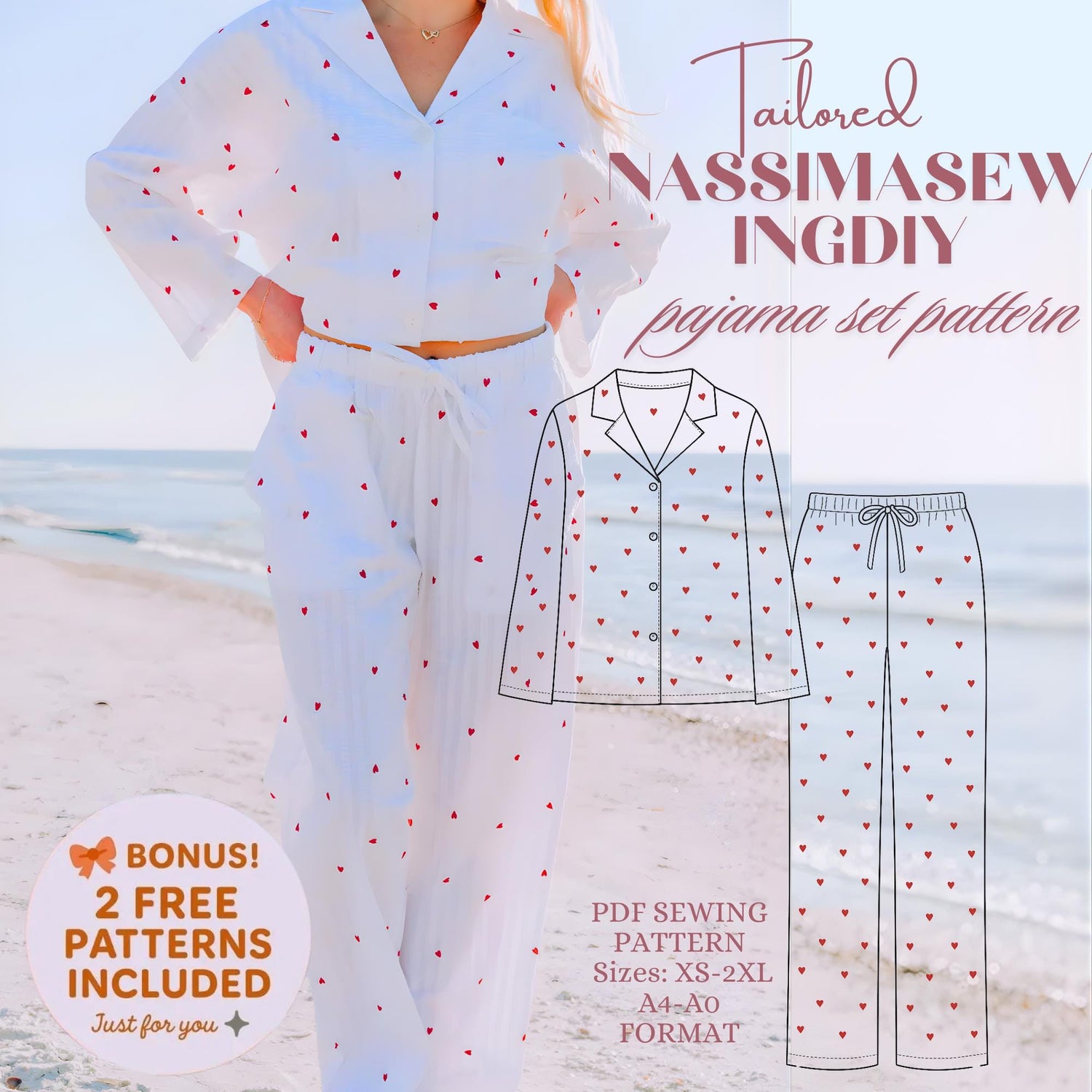 Pajamas Set Pattern | Pajama Set for Women | Nightwear Sewing Pattern | Pyjama Pattern | Loungewear Pattern | PDF Digital Sewing Pattern