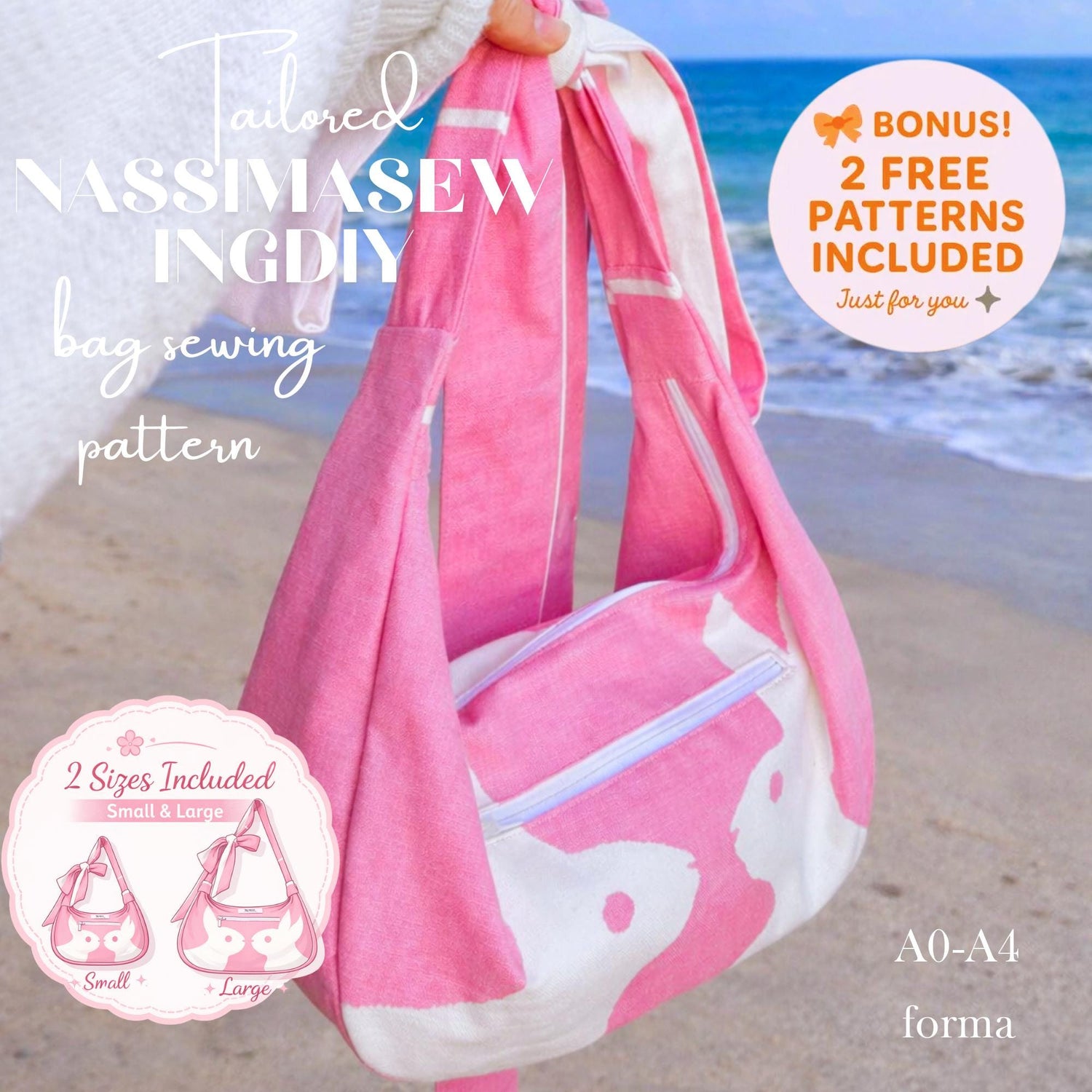 Slouch Tie Bag Sewing Pattern – PDF Download, Beginner Friendly, DIY Shoulder Bag Pattern