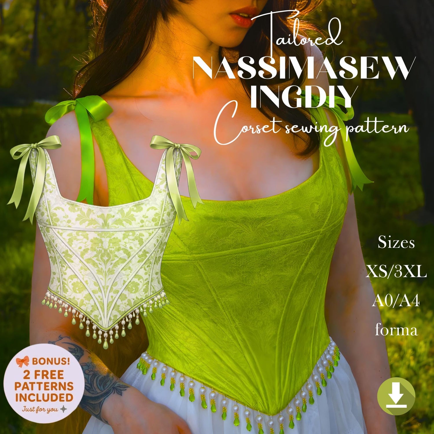 Overbust Corset Sewing Pattern | Pattern + Detailed Illustration Instruction |XS - XXXL | A0, A4 & US-Letter