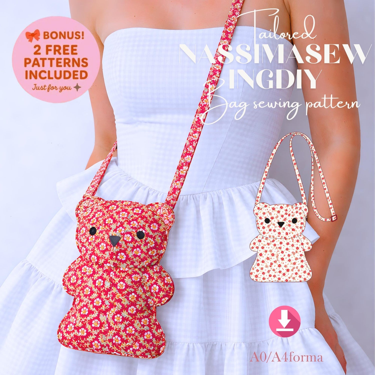 Bear Bag Sewing Pattern, Crossbody PDF Pattern