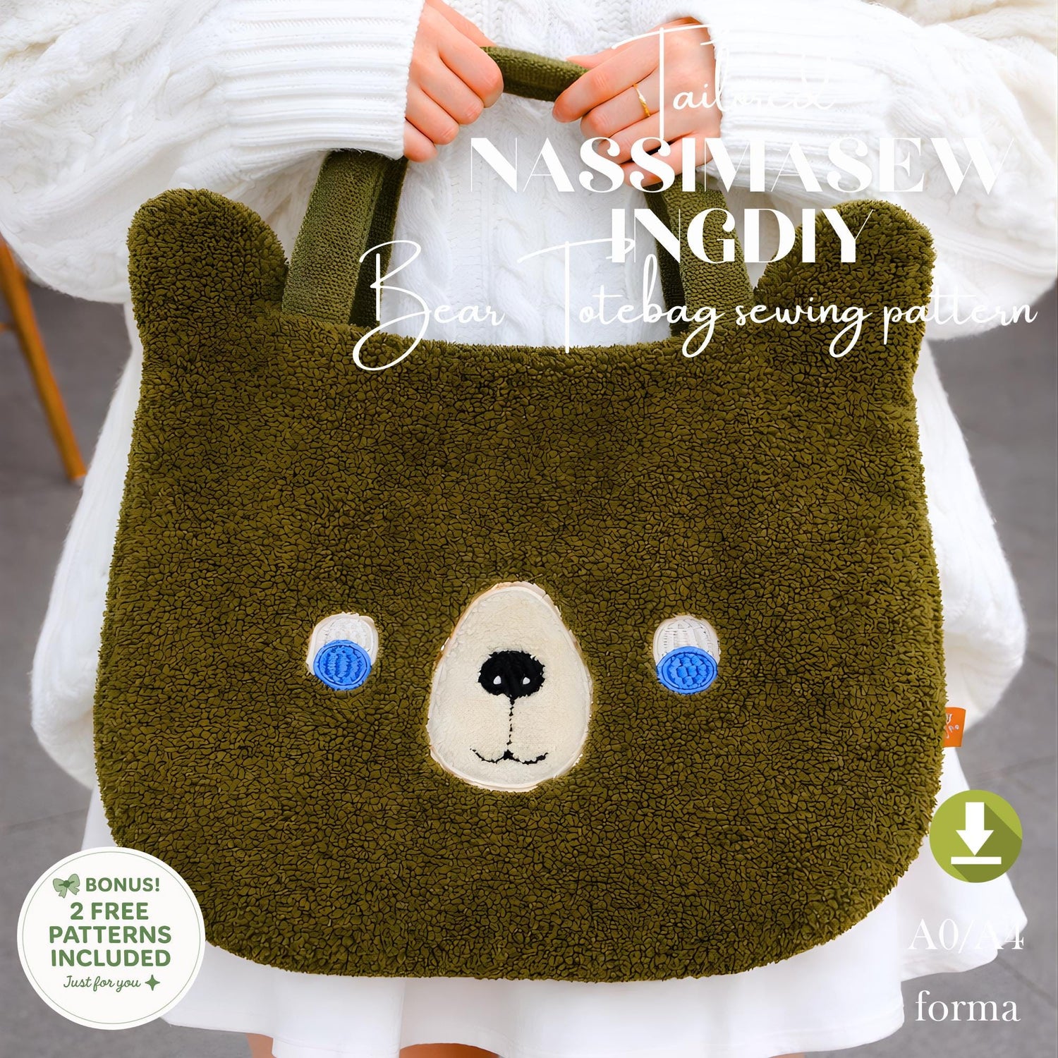 Bear Tote Bag Sewing Pattern | Beginner Friendly, Kids Accessory (PDF Pattern A4/Letter)