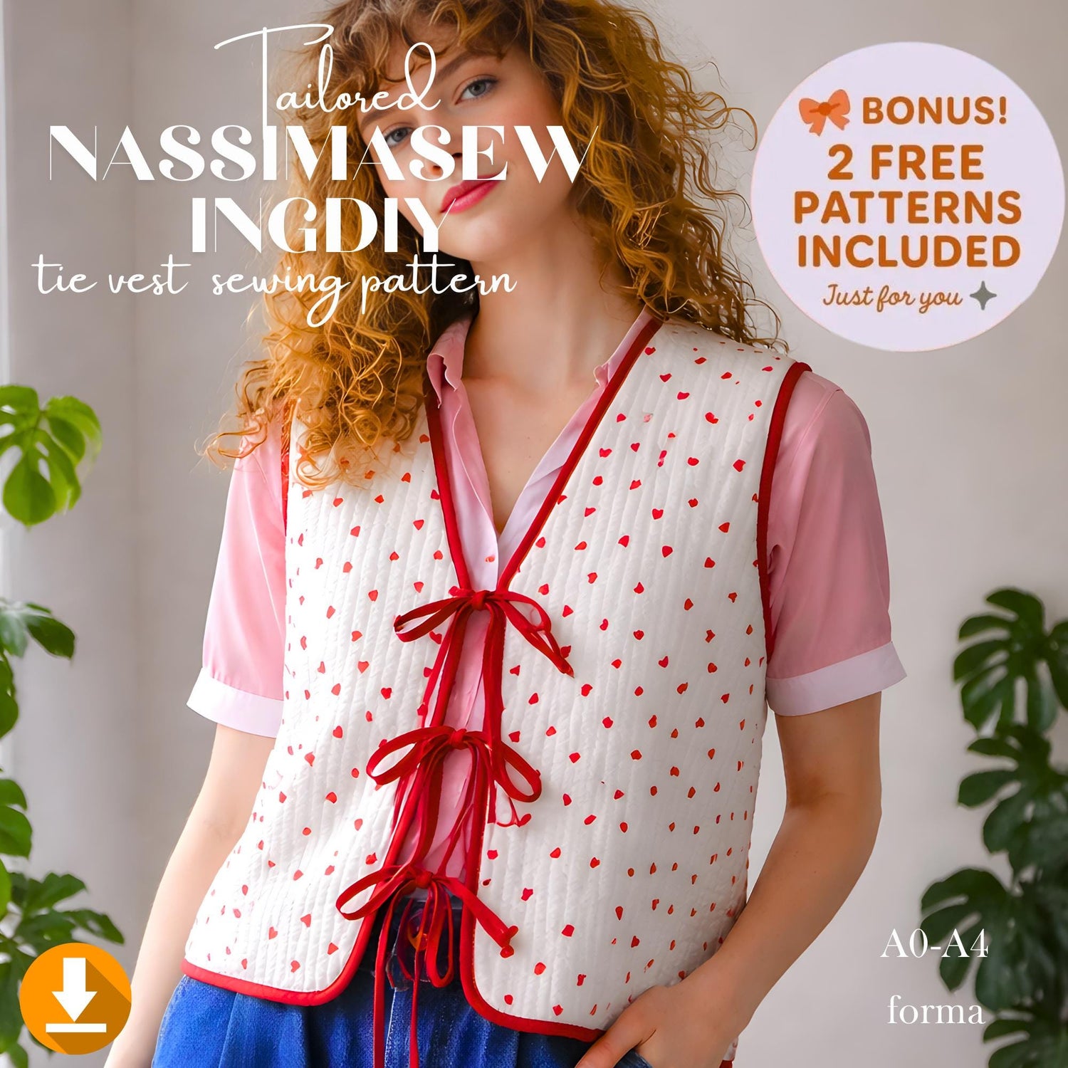 Front Tie Vest Sewing Pattern | Women's Quilted Top (PDF Pattern, 2XS-5XL)