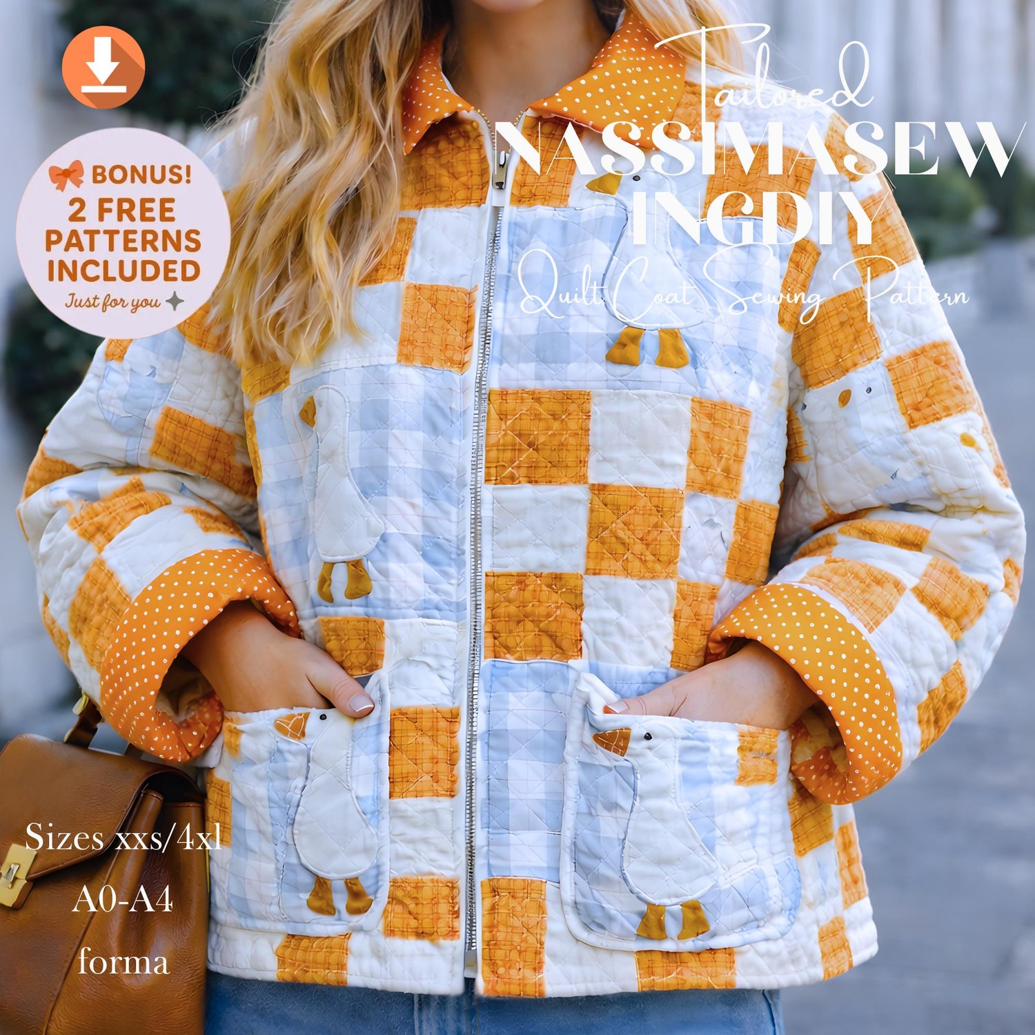 Quilted Jacket Sewing Pattern PDF, Beginner Friendly, XS-3XL