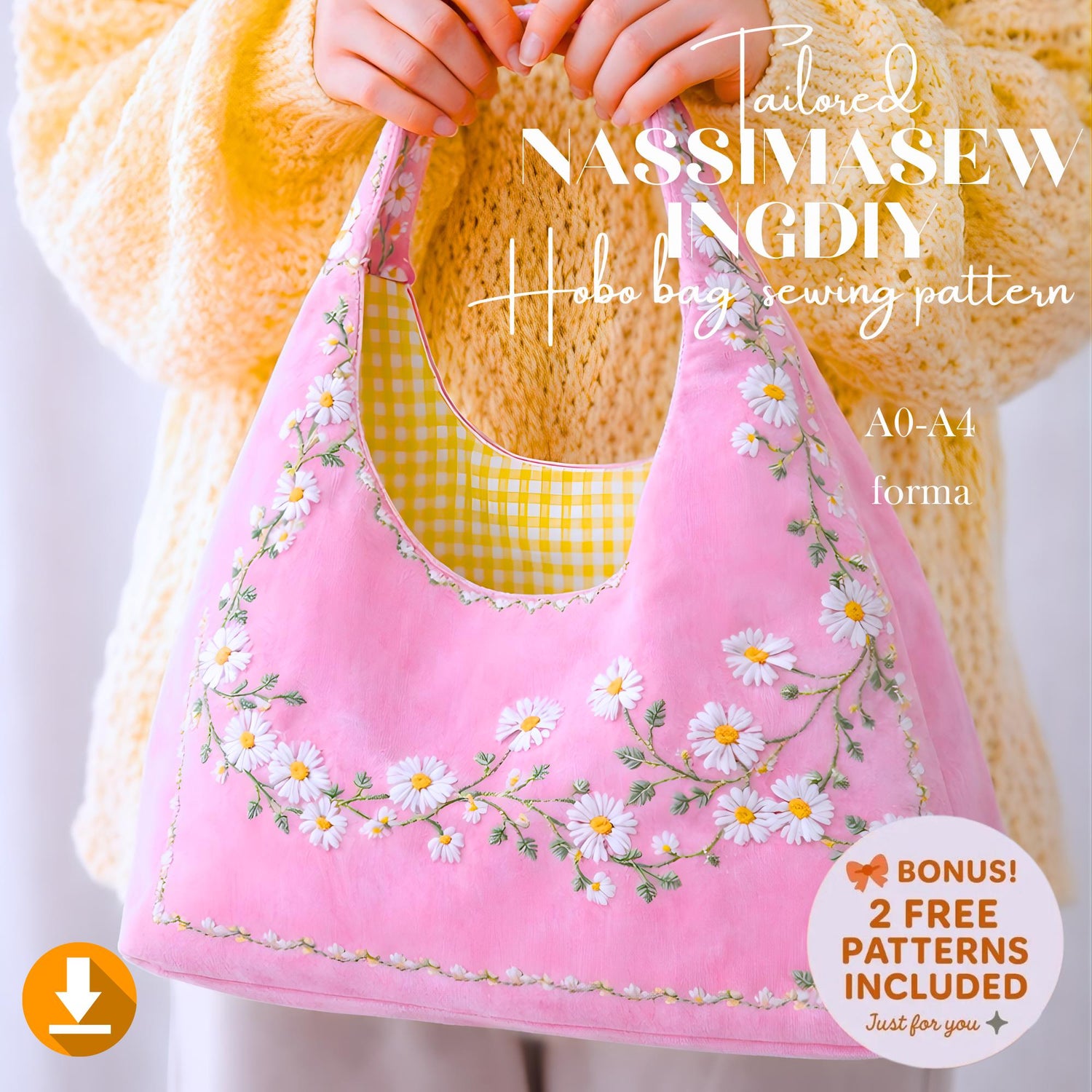 Hobo Bag PDF Pattern: Shoulder Bag Template (A4/US Letter)
