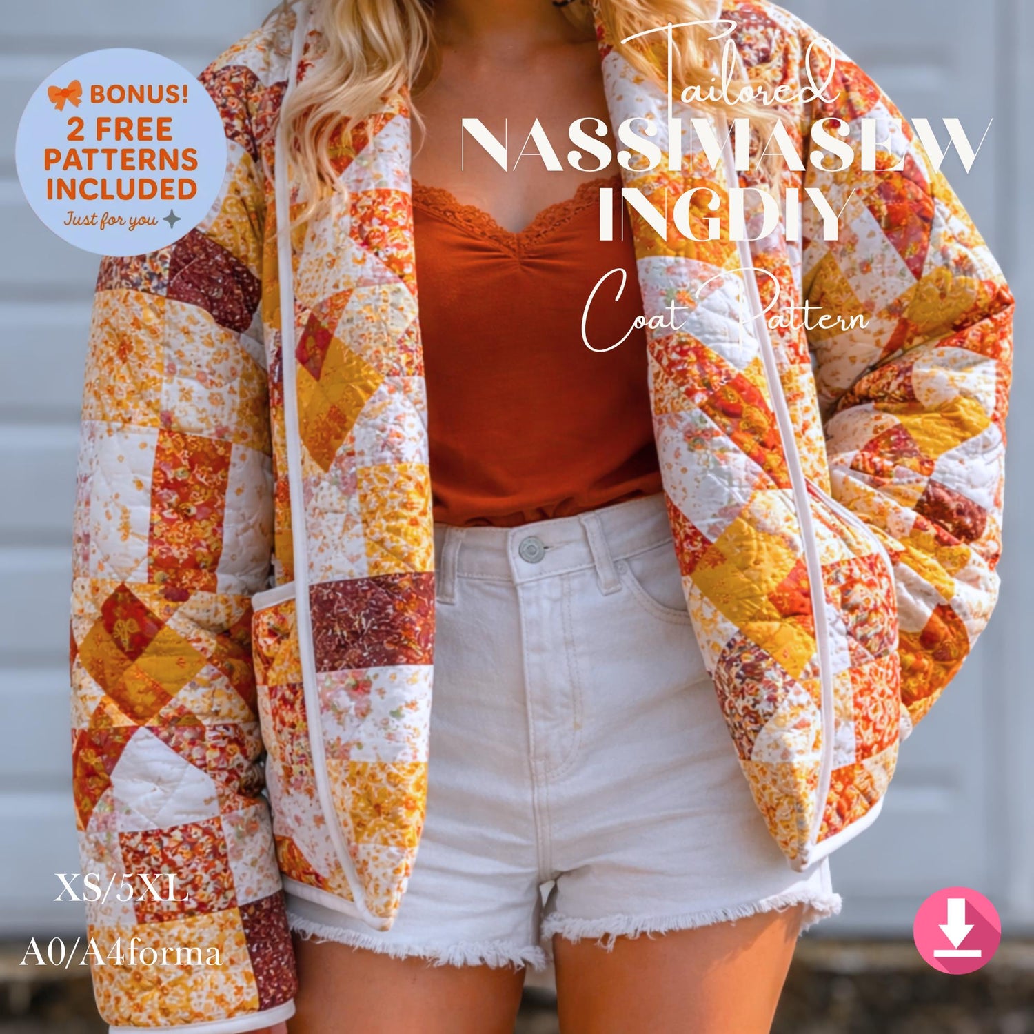Quilted Patchwork Jacket Sewing Pattern: Women's Overcoat (PDF Pattern)