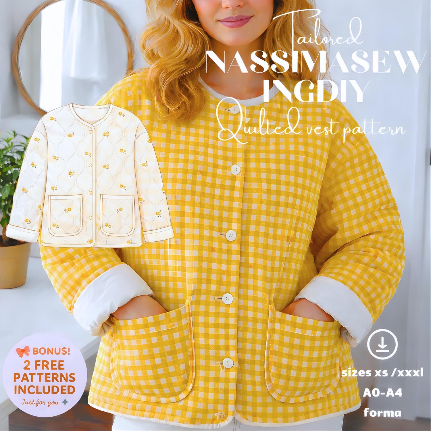 Quilt Coat PDF Sewing Pattern: Upcycled Jacket, Unisex XS-3XL (Instant Download)