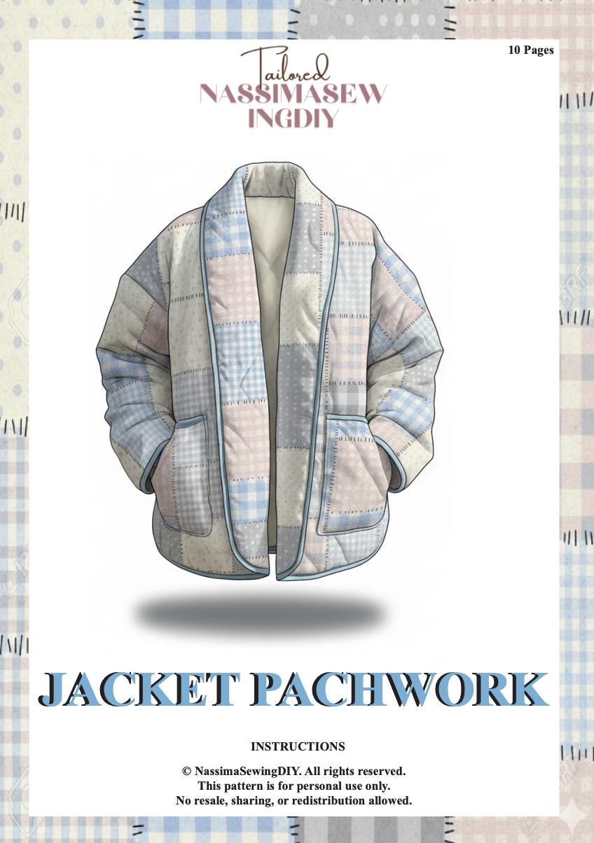 Quilted Patchwork Jacket Sewing Pattern: Women's Overcoat (PDF Pattern)