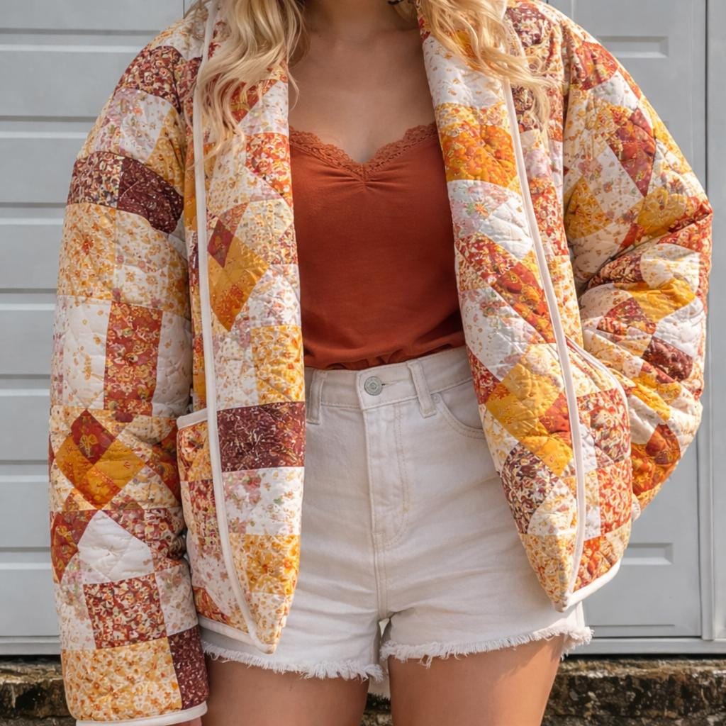 Quilted Patchwork Jacket Sewing Pattern: Women's Overcoat (PDF Pattern)