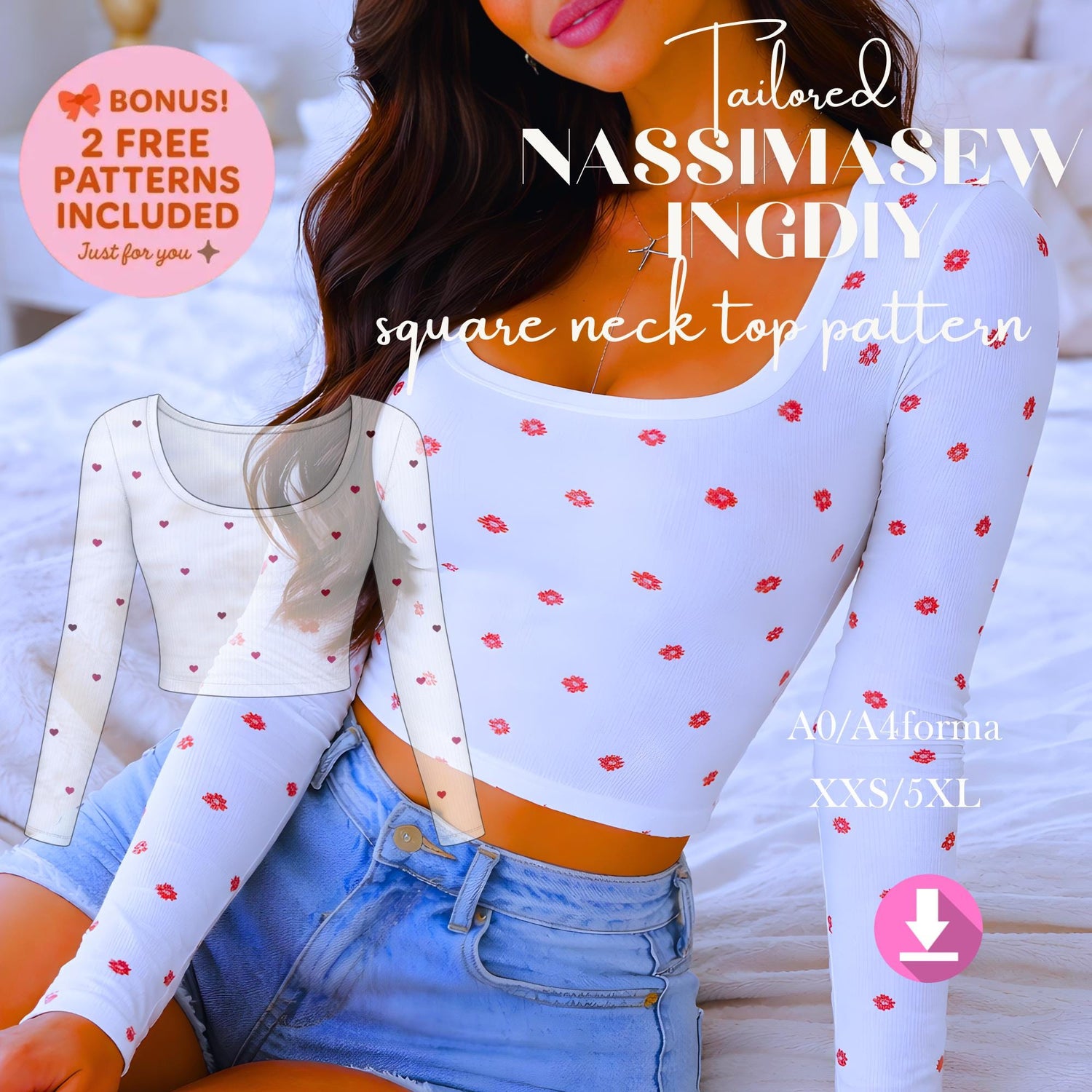 Square Neck Linen Tank Top Sewing Pattern, Sleeveless Basic Top, Women Sewing Pattern,Womens Crop Tank Top, Oversized Linen Blouse, XXS-5XL