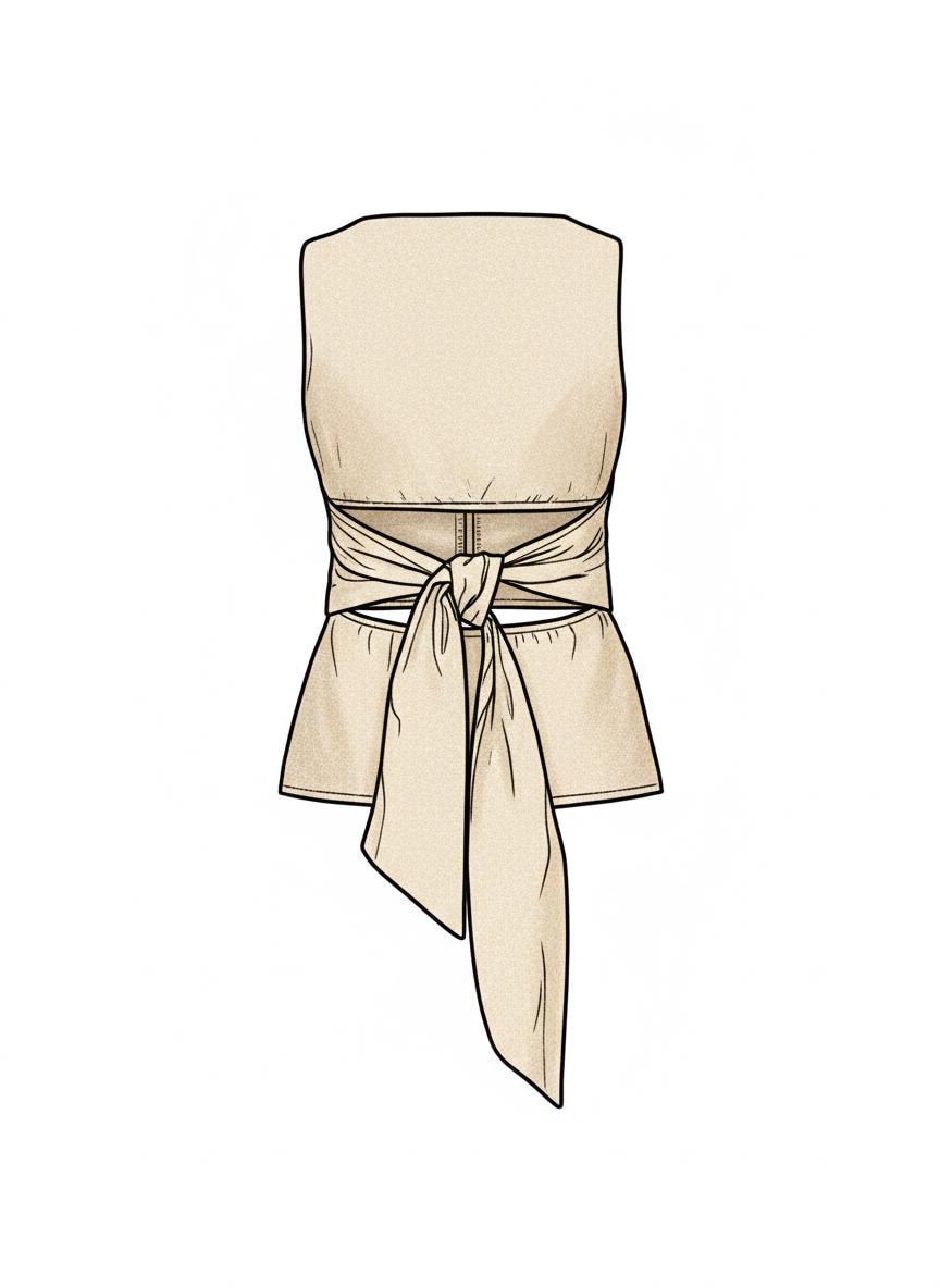 Open Back Tie Top Sewing Pattern PDF XS-5XL | Sleeveless Summer Blouse Pattern Tie Back Top Pattern | Women Top Sewing Pattern| Digital