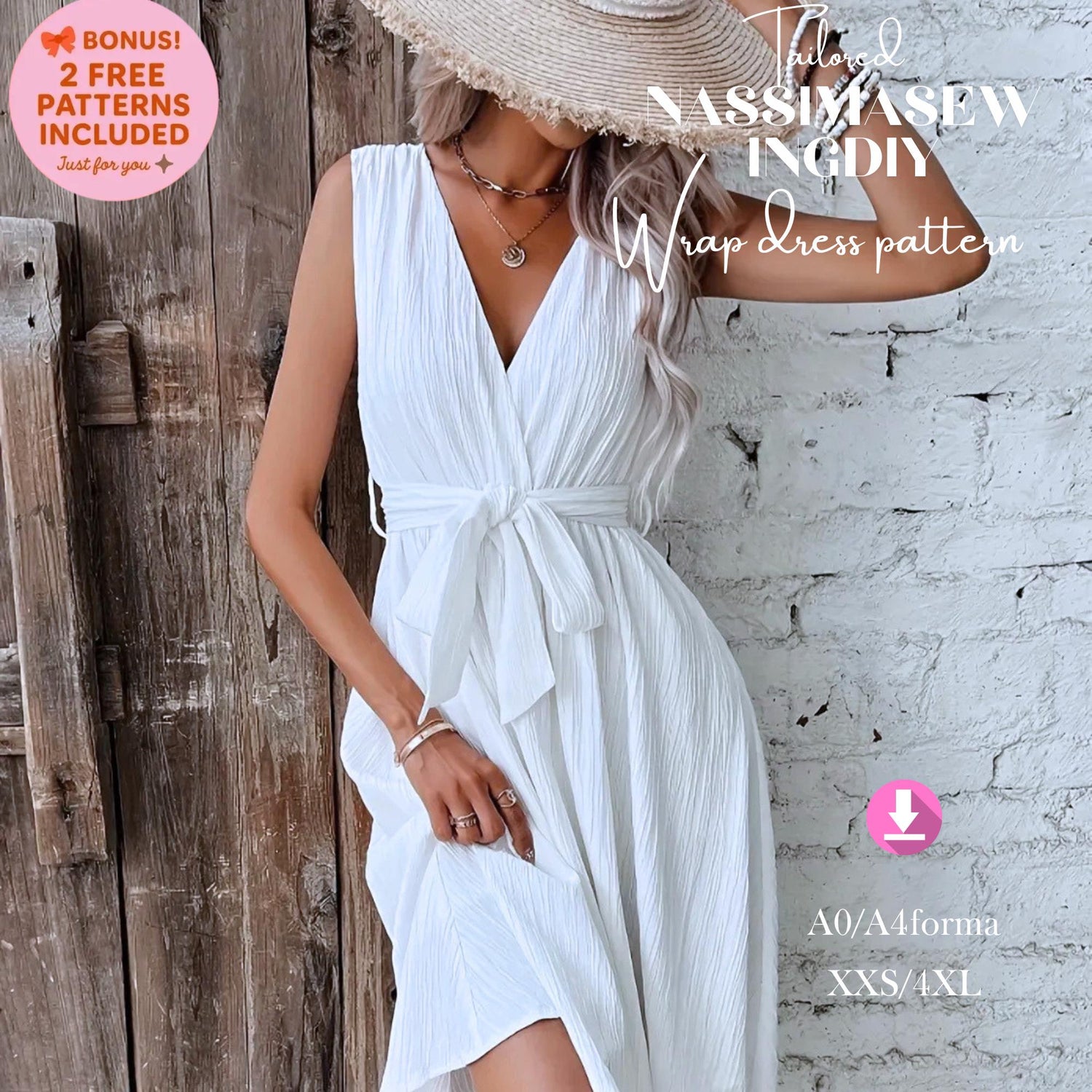 Wrap Dress Sewing Pattern: Beginner Friendly Bell Sleeve Design (PDF Download, XS-XXXL)