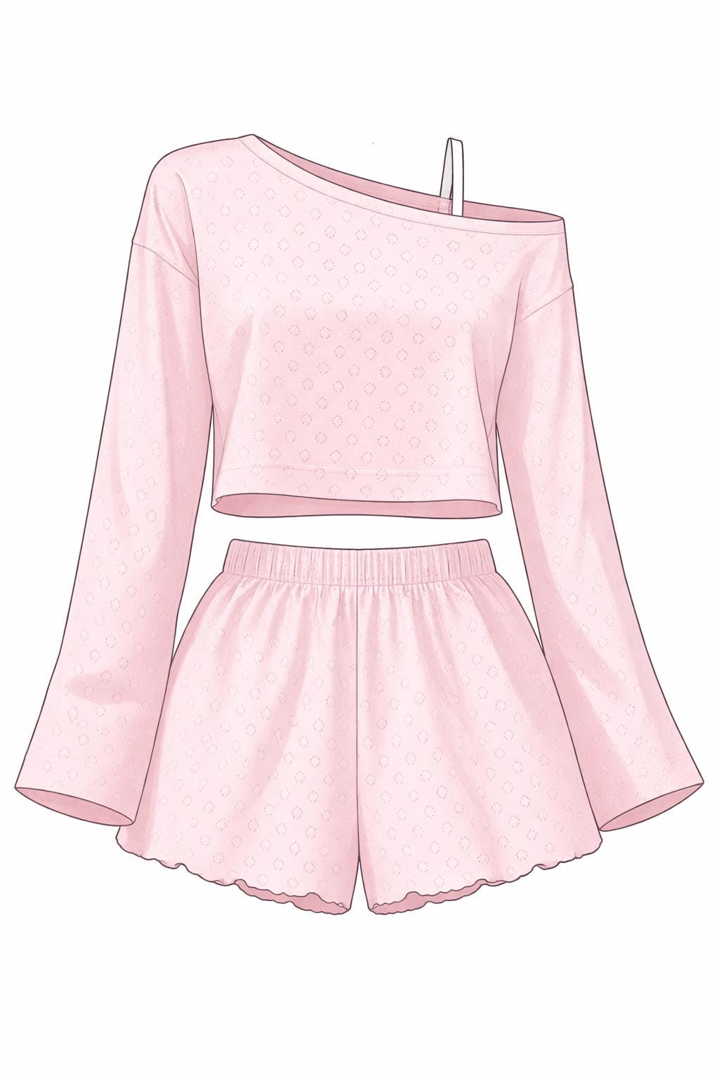 Woman Pajama Set Sewing Pattern PDF, Sleepwear Set Pattern, Long Sleeve Top & Shorts, Step by Step Guide, A0 A4 Printable, 2XS-5XL,