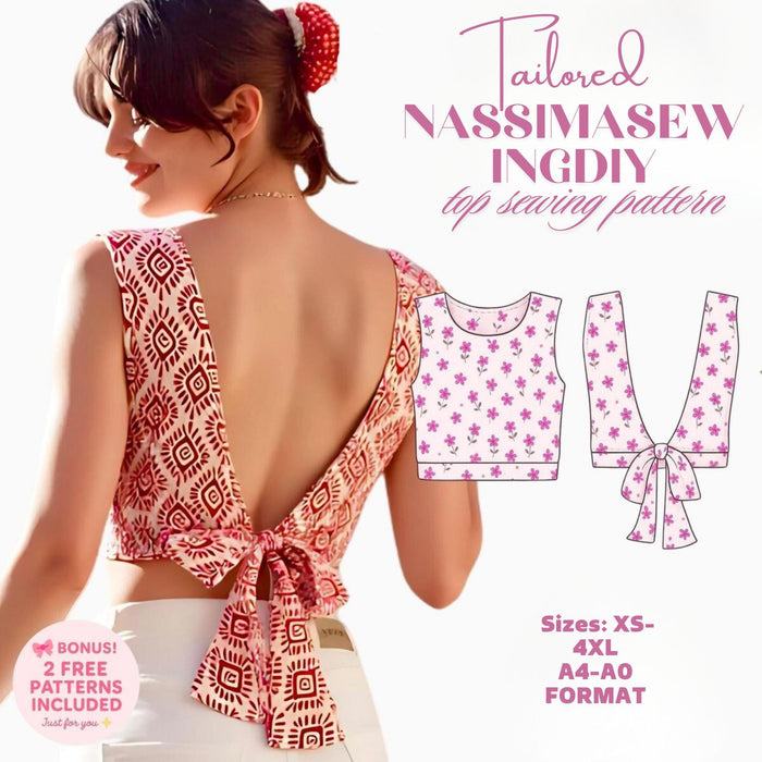 Open Back Tie Top Sewing Pattern, Beginner Friendly (PDF)