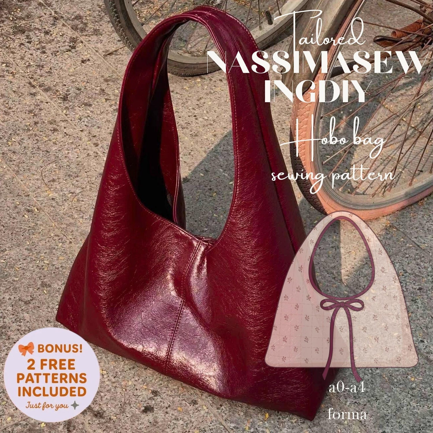 Shoulder Bag Sewing Pattern – Leather Tote, A0/A4 Formats (PDF)