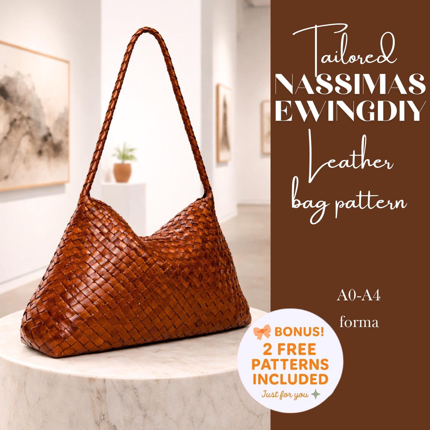 Leather Hobo Bag PDF Pattern: Shoulder Bag Template (A0/A4/US Letter)