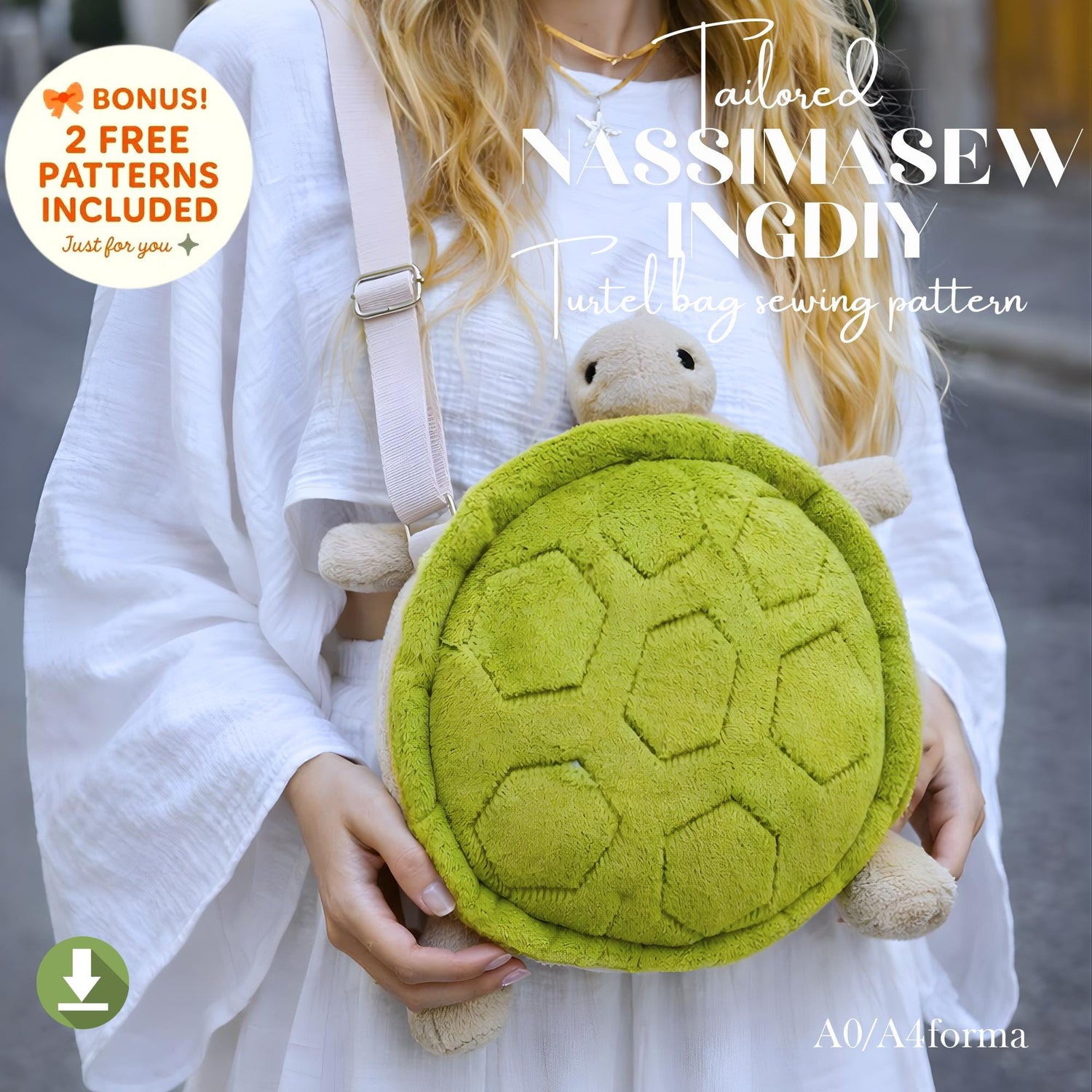Turtle Bag Sewing | Plush Crossbody Kids Bag (PDF Pattern