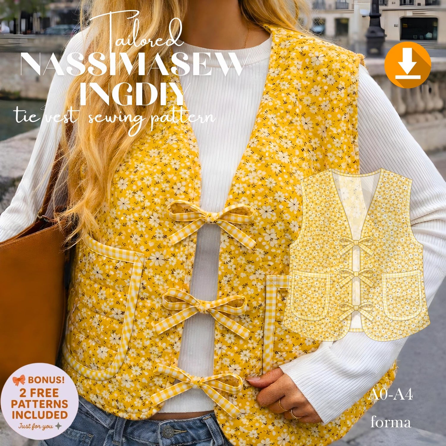 Tie Front Vest Sewing Pattern | Beginner Friendly (PDF Pattern)