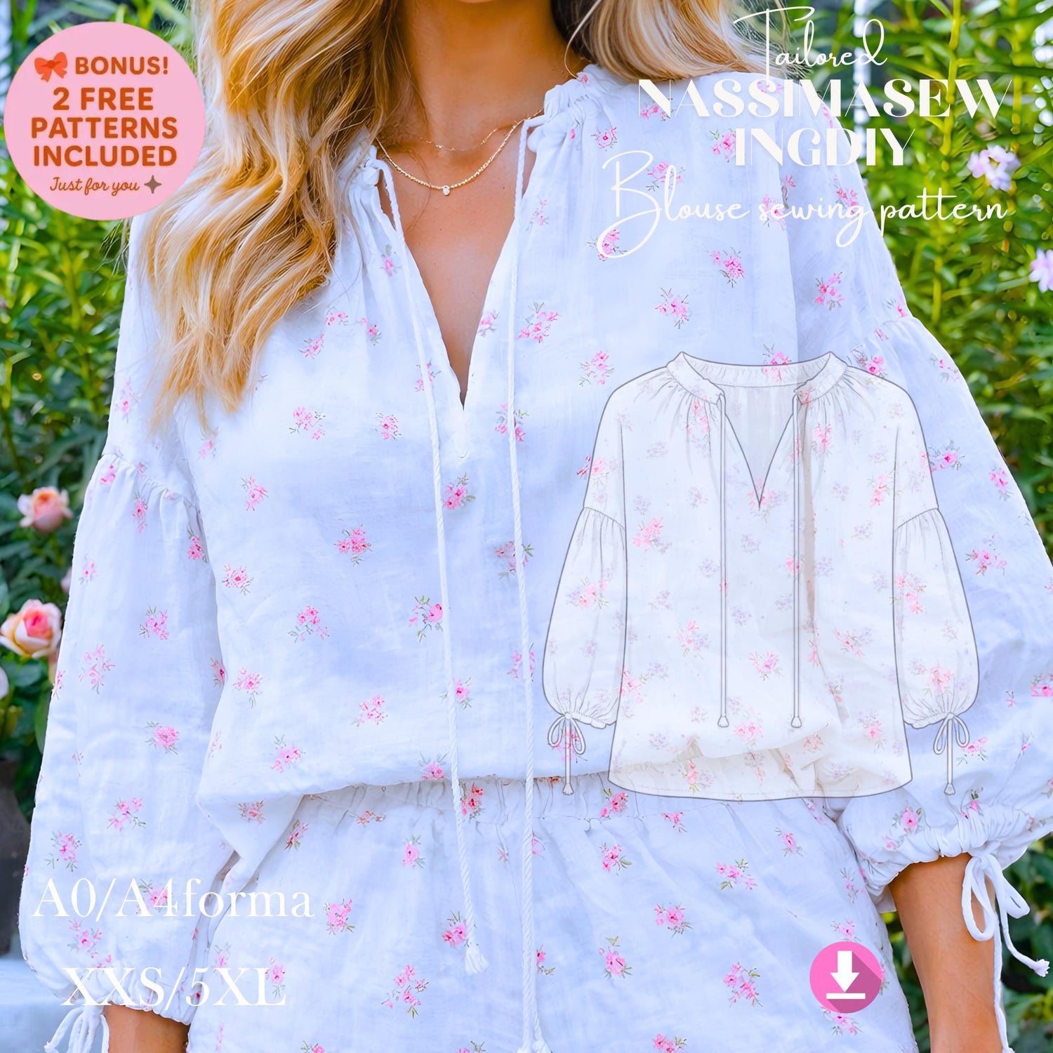 Blouse Sewing Pattern for Women (PDF): Beginner-Friendly, XS-4XL