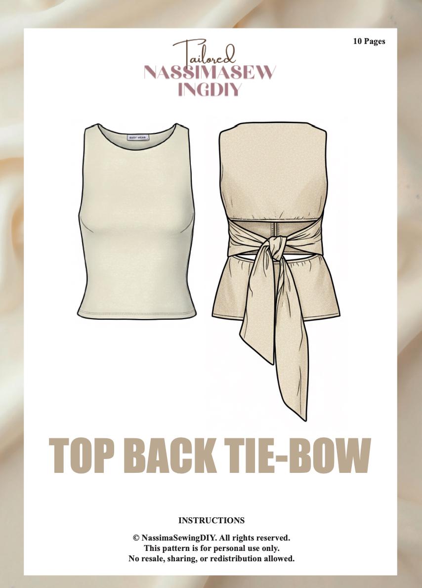 Open Back Tie Top Sewing Pattern PDF XS-5XL | Sleeveless Summer Blouse Pattern Tie Back Top Pattern | Women Top Sewing Pattern| Digital