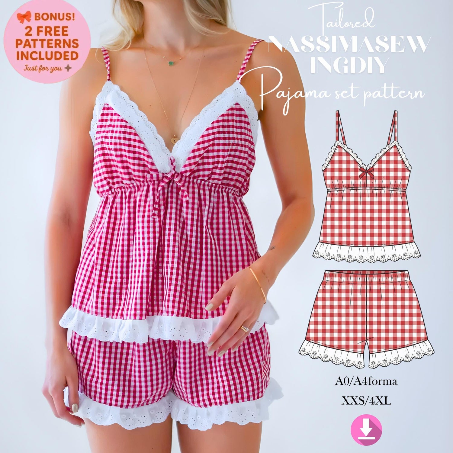 Pajama Sewing Pattern - Sleepwear Patterns - Women's PDF Sewing Patterns - PDF Pajama Patterns - Pj Pattern - Pj Shorts Pants Pattern
